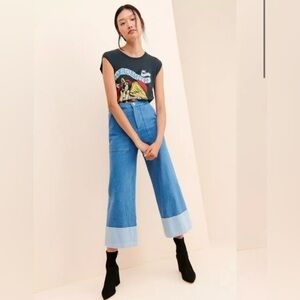 Capulet belle cuffed blue jeans cropped wide leg medium.